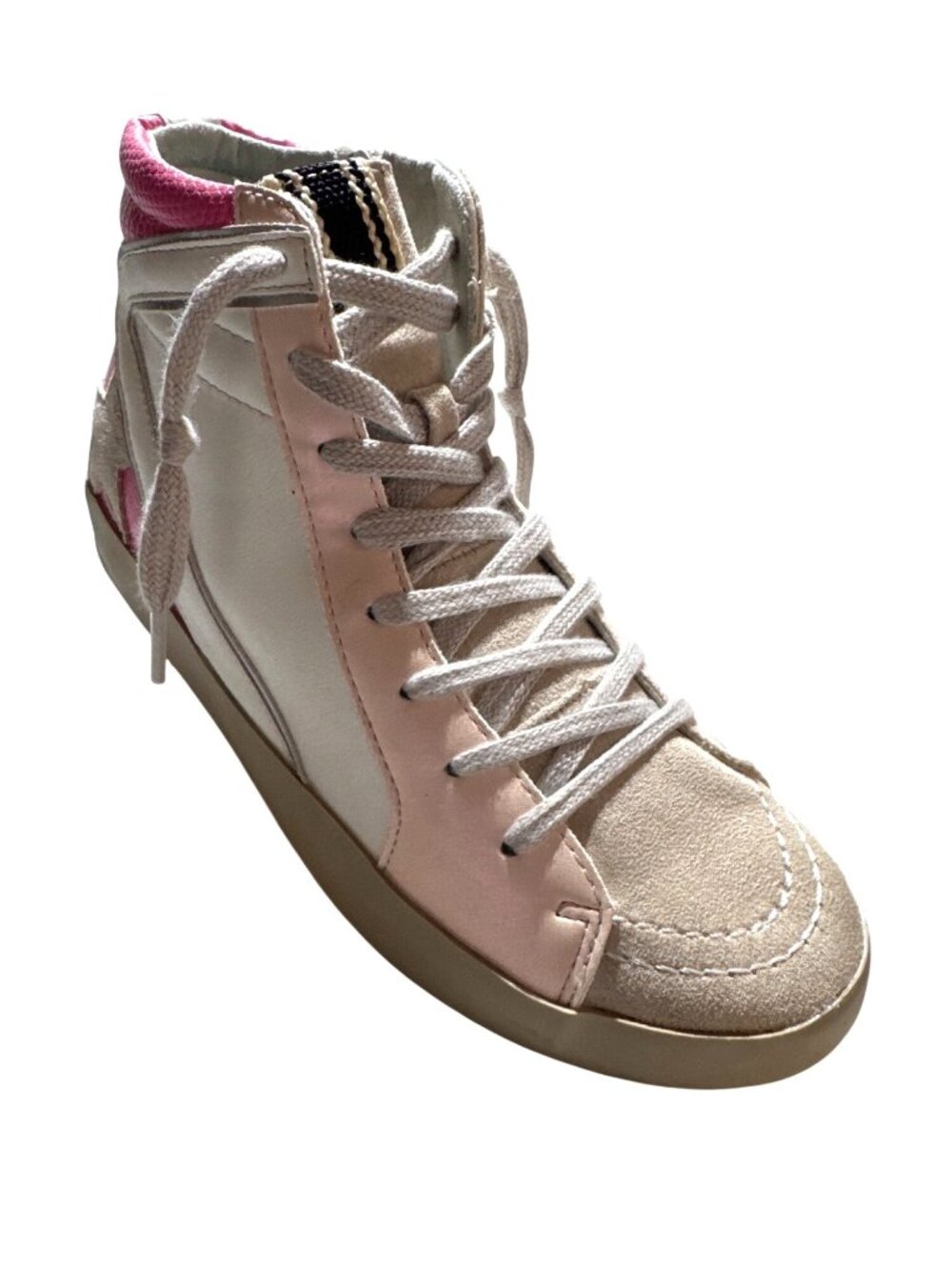 ShuShop Roxannekids Pink Lizard High-Top Sneakers For Kids Size 5 With Side Zip